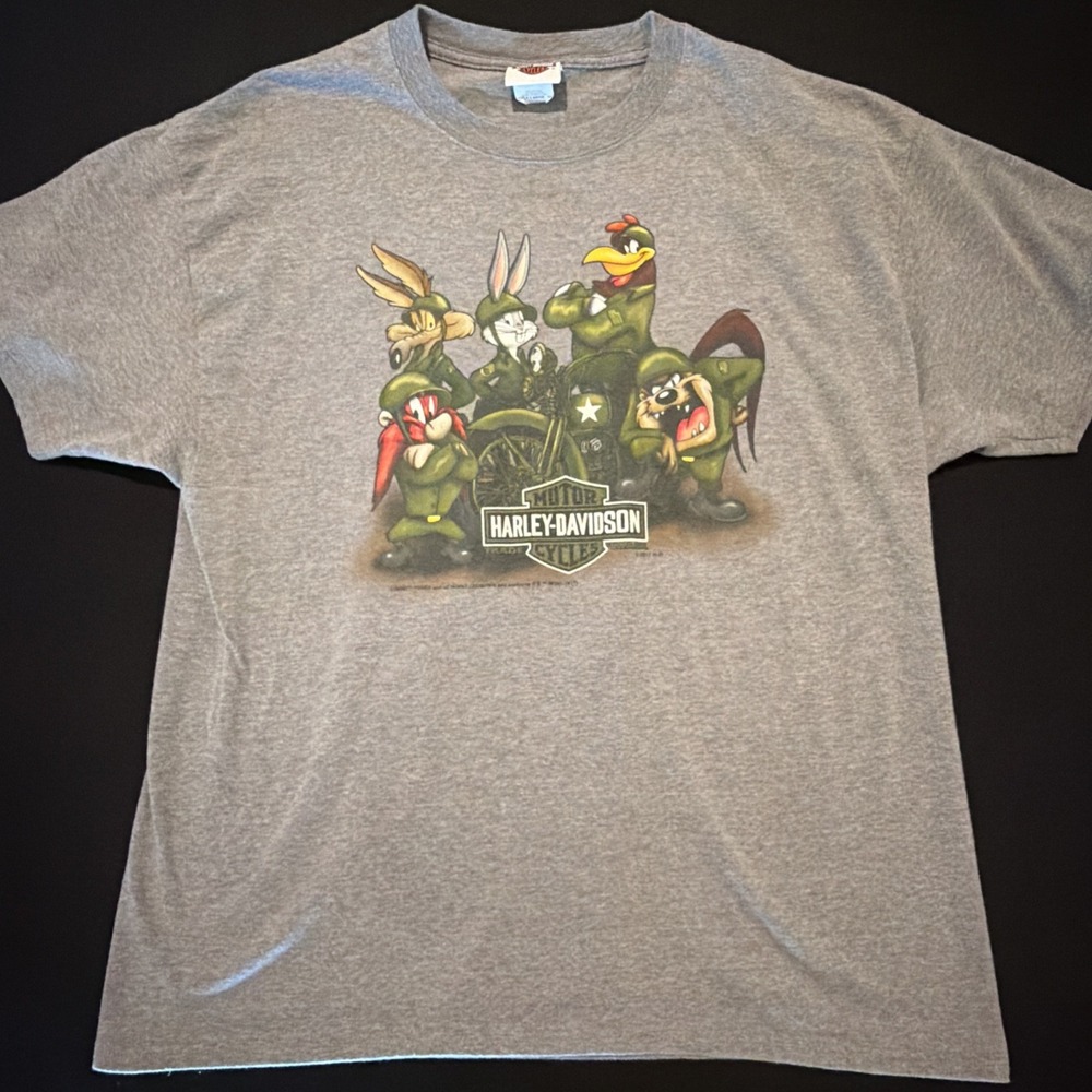 Harley Davidson Military Looney Tunes Gray Men's XL